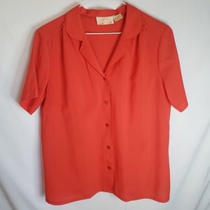 Exquisite vintage orange light button up blouse
